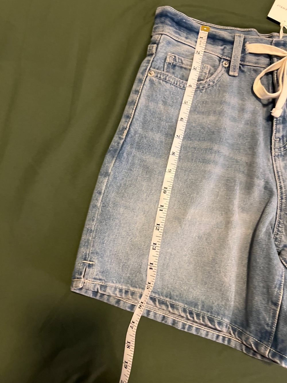 Light Blue Denim Drawstring Bermuda Shorts Size 2 - Picture 5 of 7
